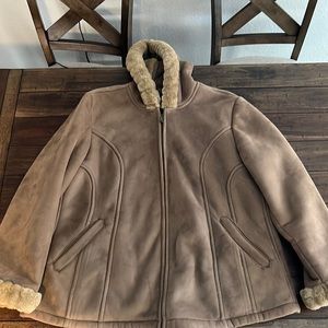 BRAETAN TAN FAUX FUR JACKET